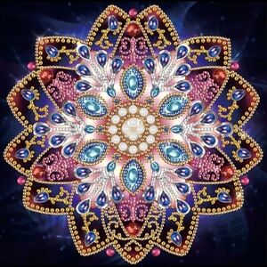 Pink and Blue Mandala 5D Gemstone Crystal Accent Diamond Painting Kit New